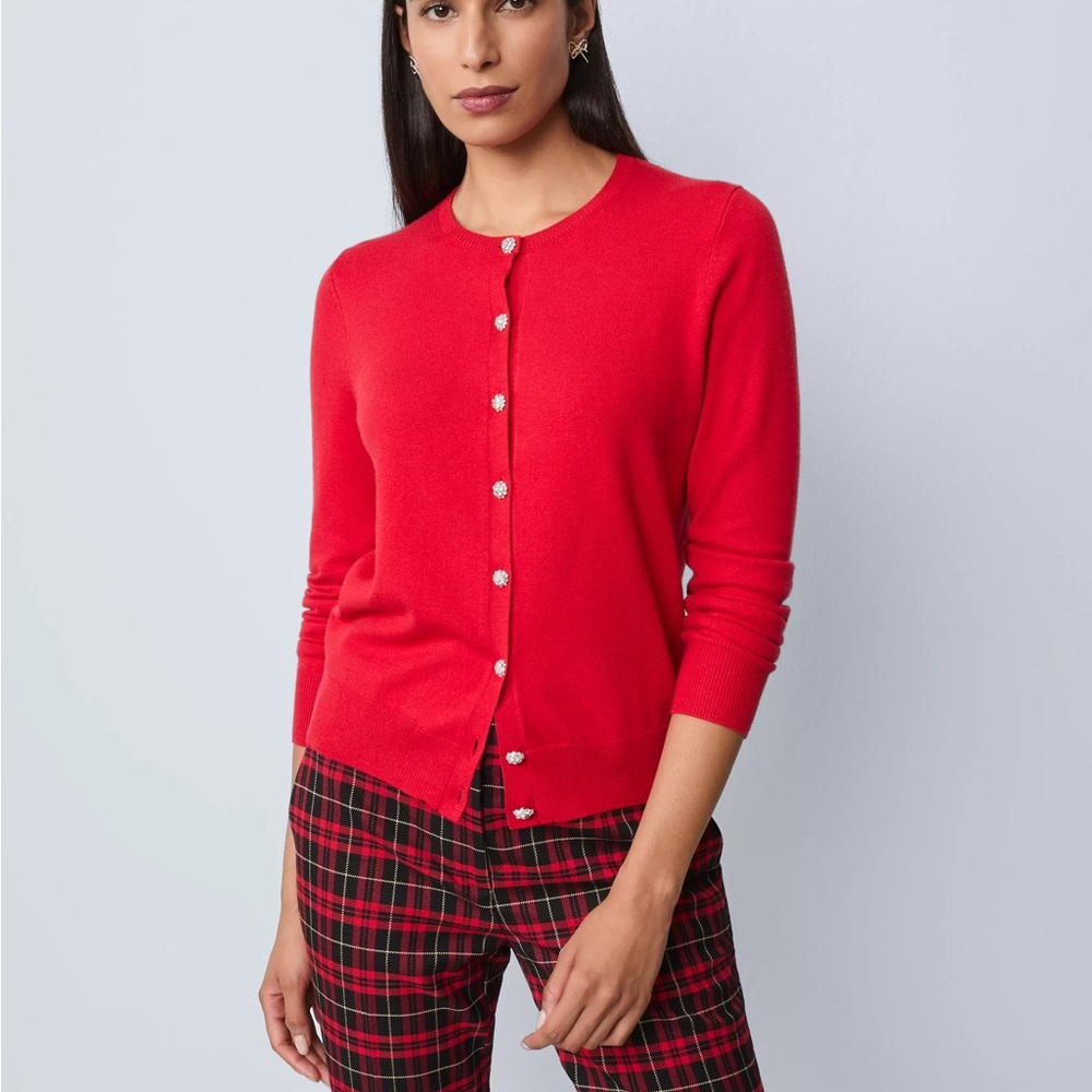 Ann Taylor Embellished Ann Cardigan Iconic Red Size M NWT